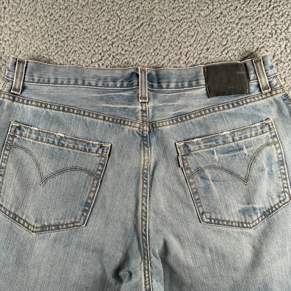 Vtg‎ SilverTab Jeans Mens W36 L30 Baggy Light Blue Cotton Relaxed Wide Leg Y2K - Picture 13 of 16